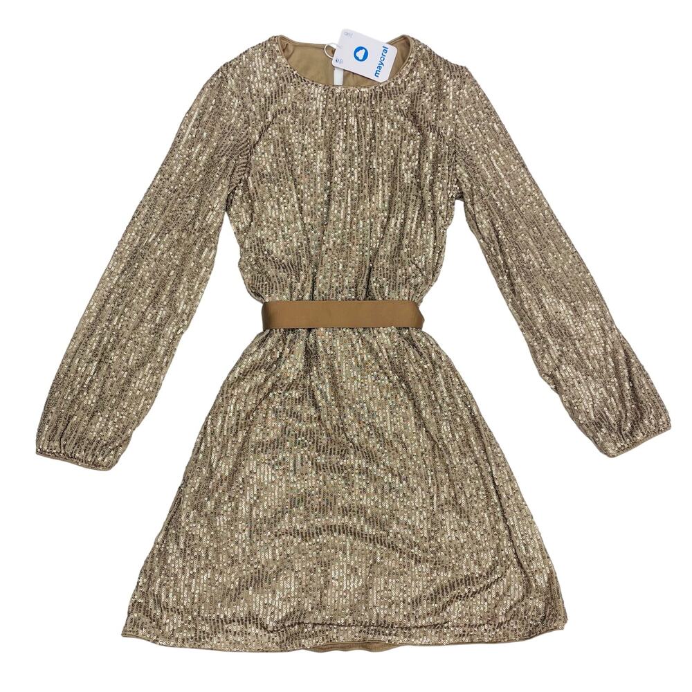 NWT Mayoral Size 16 Gold Sequin Dress
